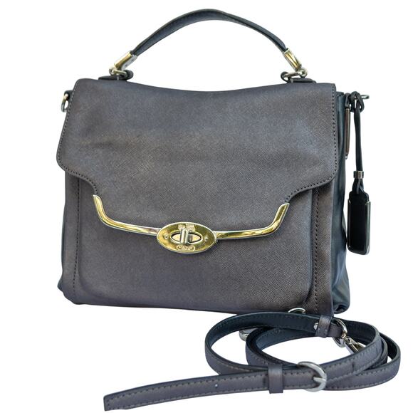 COACH 26274  Madison Small Sadie Flap Gray Saffiano Leather Satchel - Picture 1 of 7